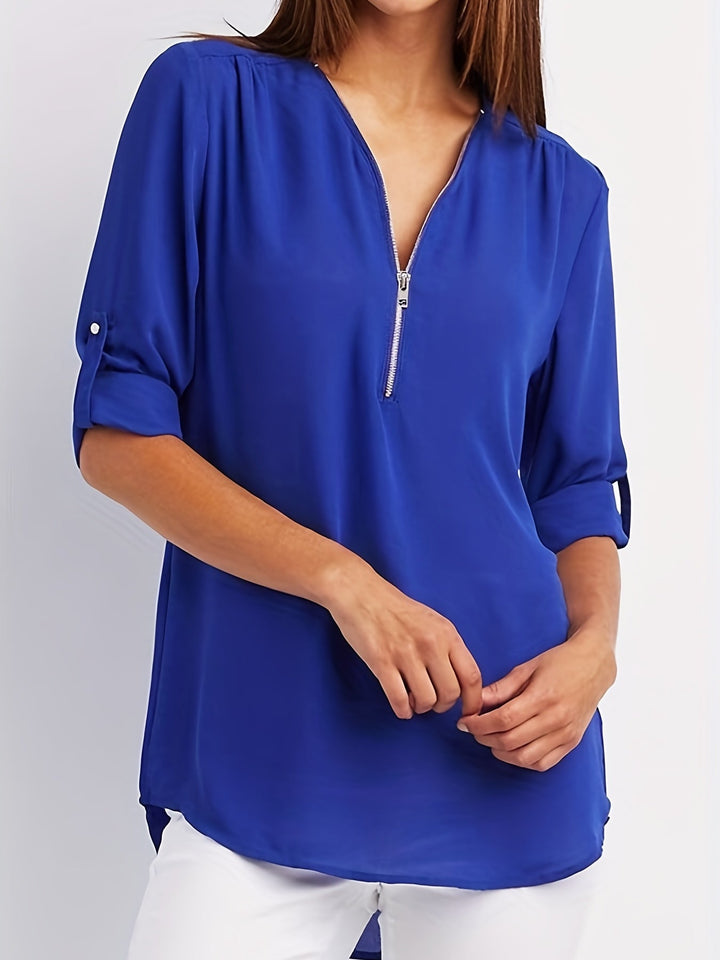 Mila™ Elegant Zip Blouse