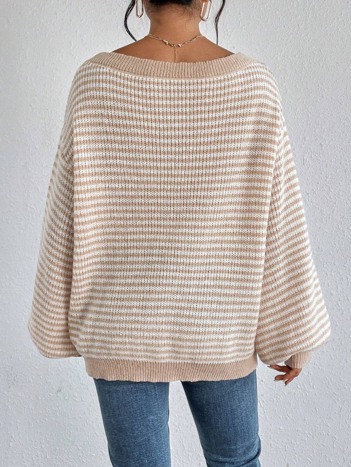 Delphina™ Off-Shoulder Striped Sweater