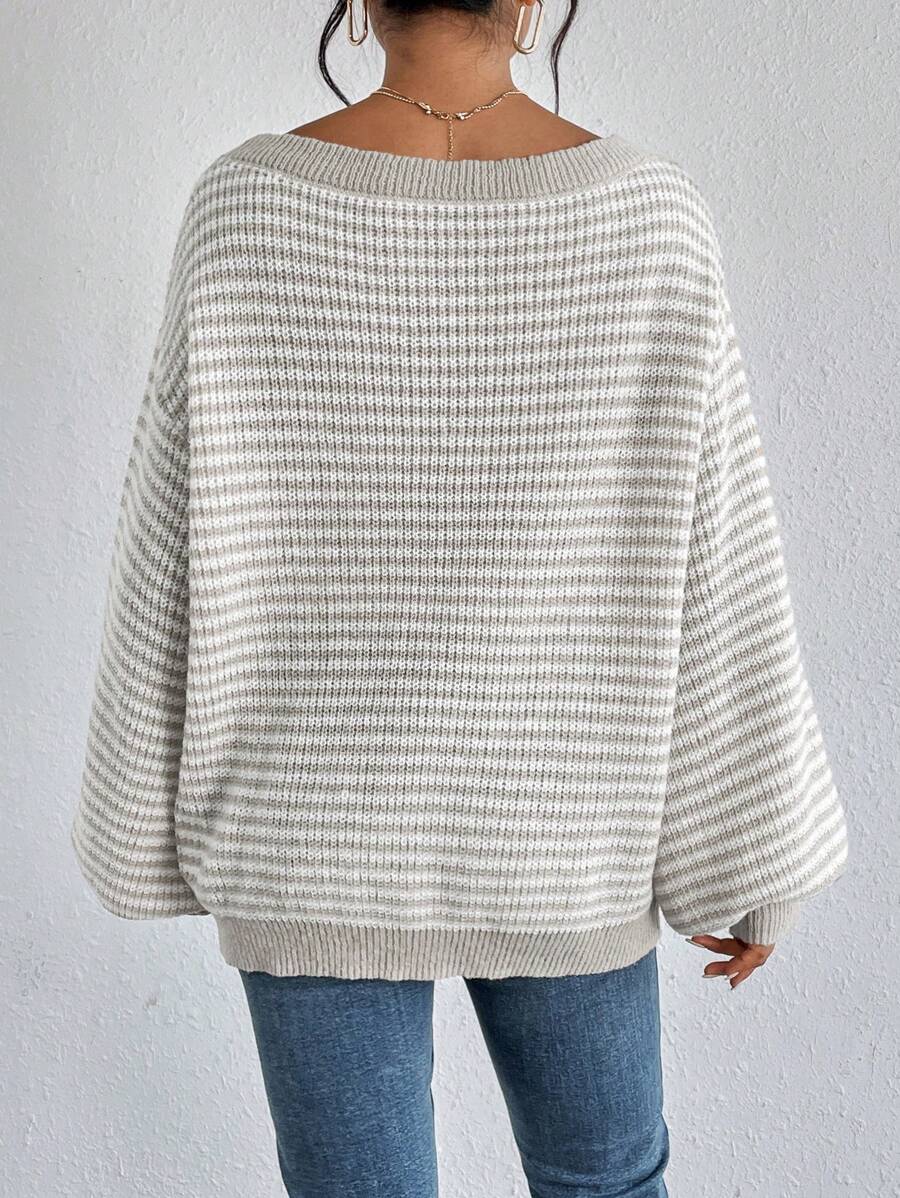 Delphina™ Off-Shoulder Striped Sweater