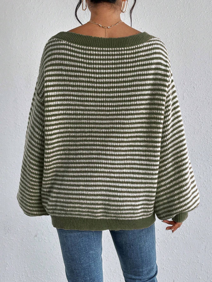 Delphina™ Off-Shoulder Striped Sweater