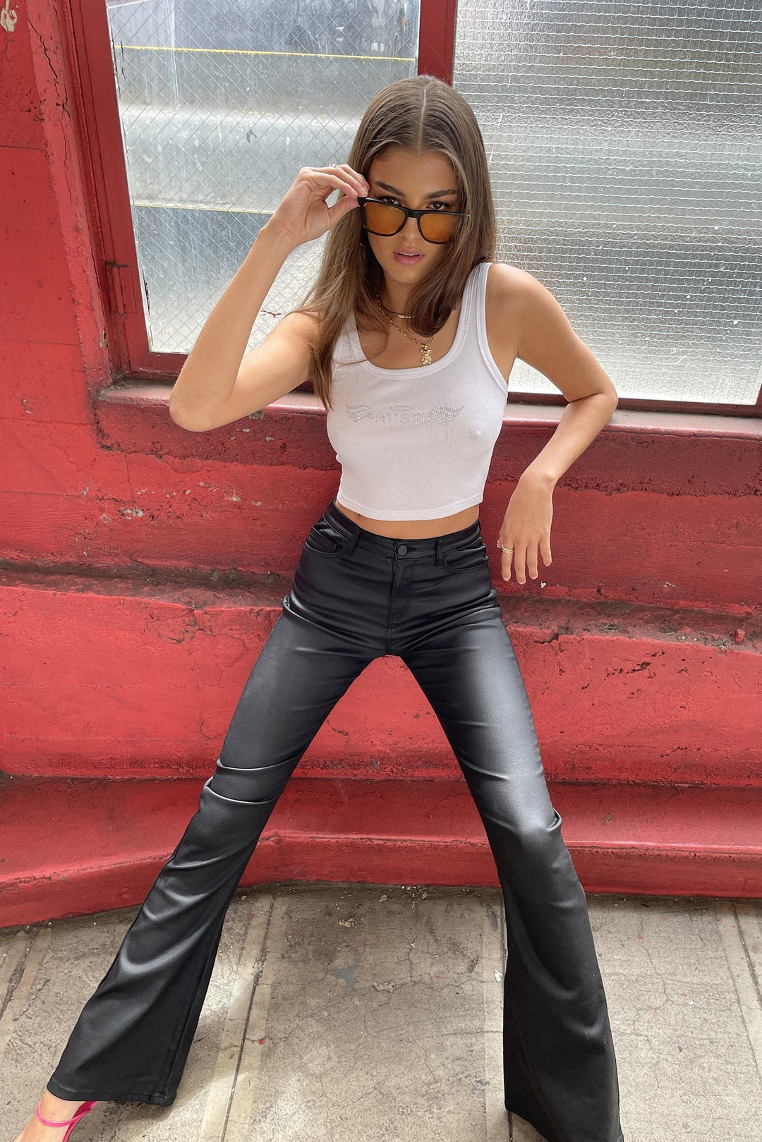 Lara™ Leather Flare Jeans