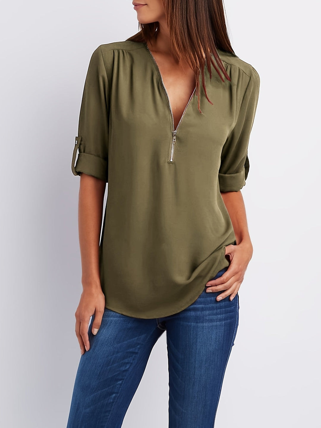 Mila™ Elegant Zip Blouse