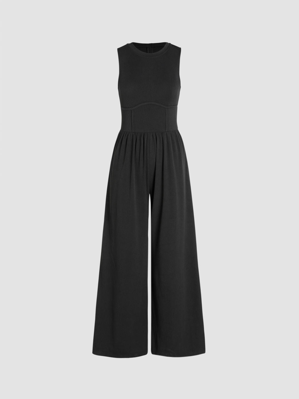 Octavia™ Black Ribbed Jumpsuit