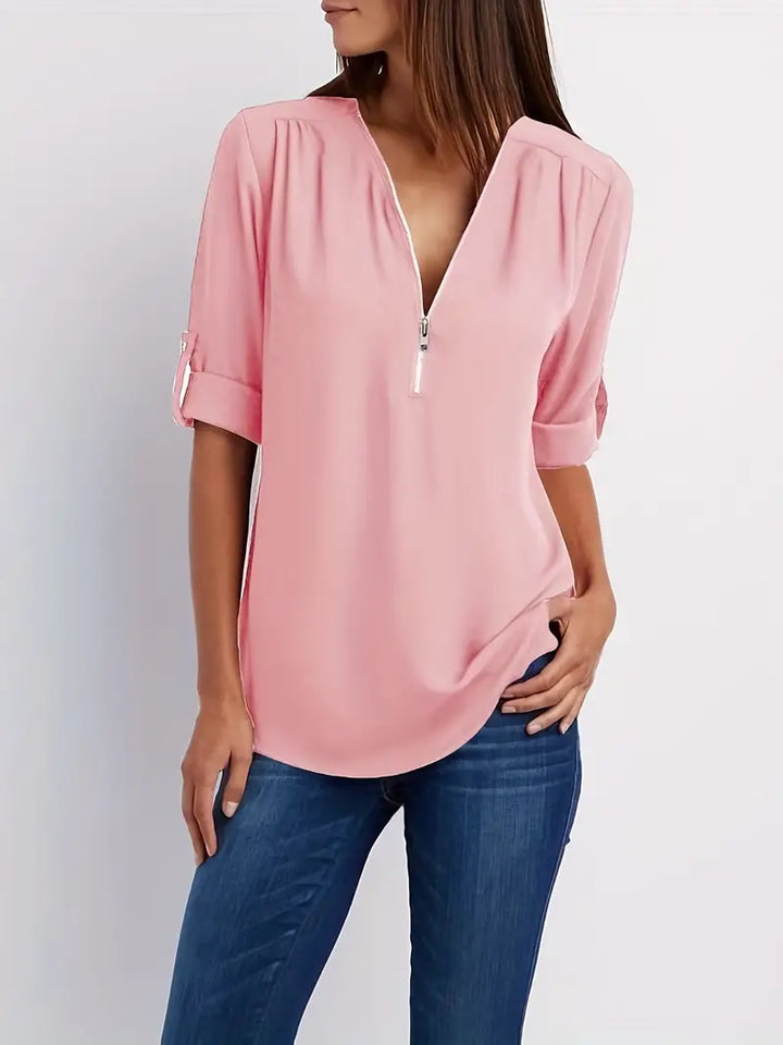 Mila™ Elegant Zip Blouse