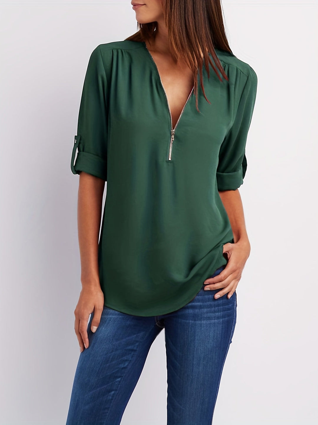 Mila™ Elegant Zip Blouse