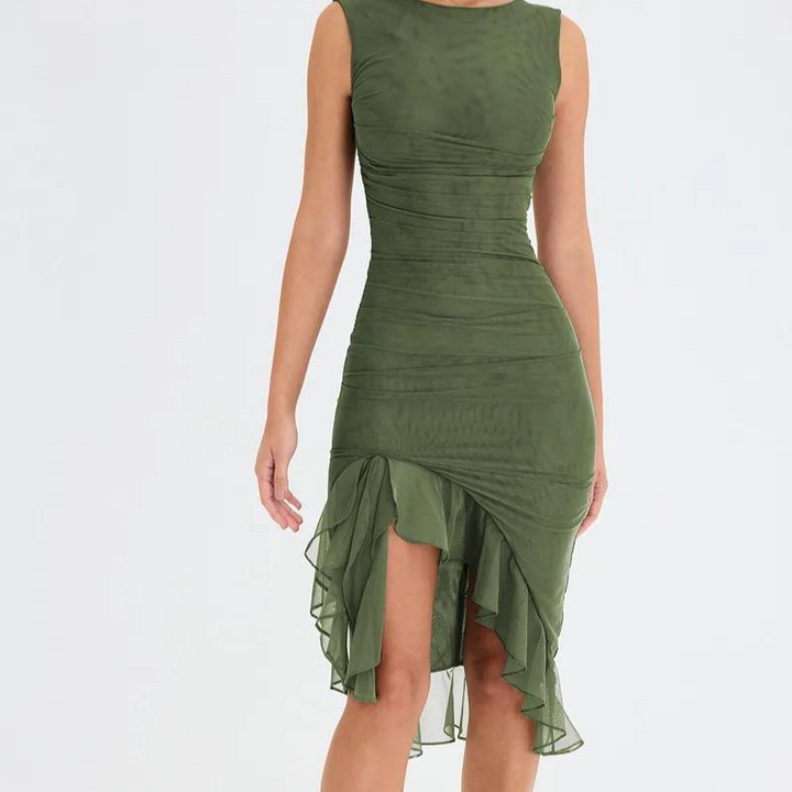 Chloé ™ SLEEVELESS RUFFLE MIDI DRESS