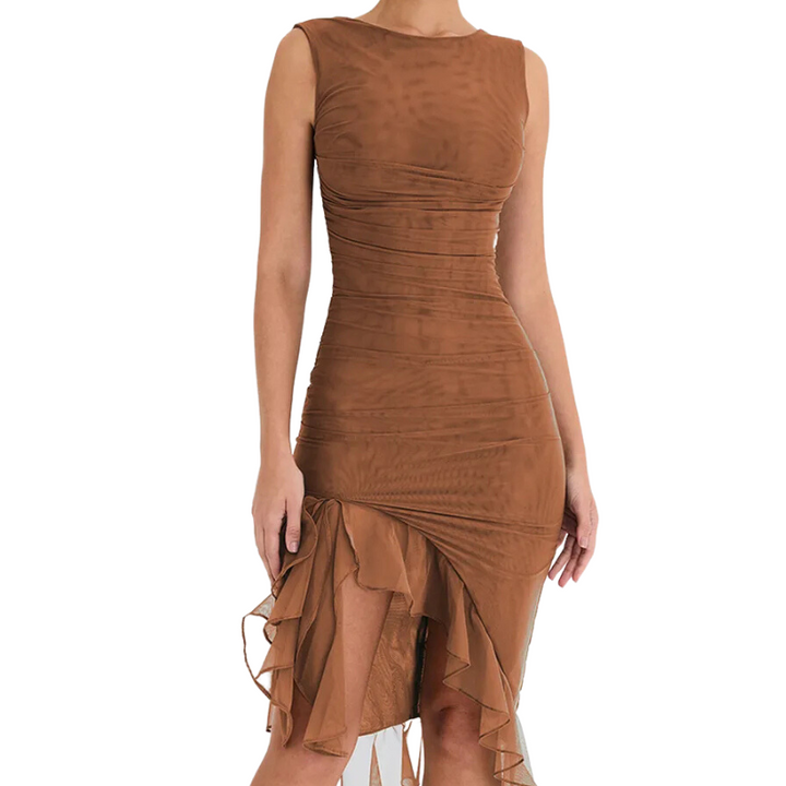 Chloé ™ SLEEVELESS RUFFLE MIDI DRESS