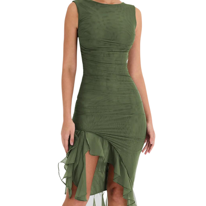 Chloé ™ SLEEVELESS RUFFLE MIDI DRESS