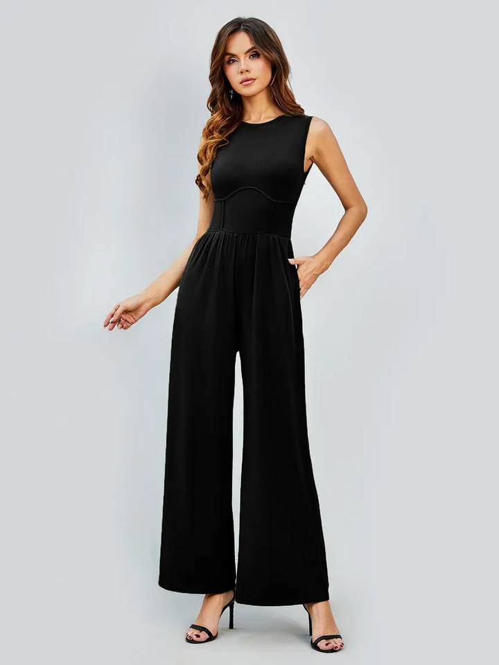 Octavia™ Black Ribbed Jumpsuit