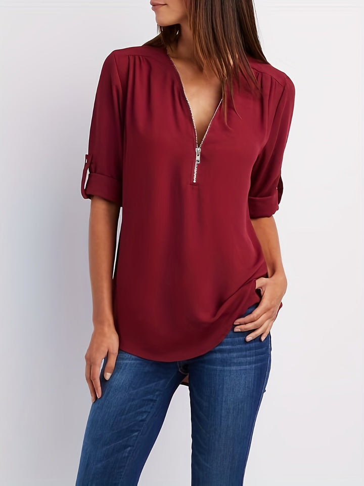 Mila™ Elegant Zip Blouse